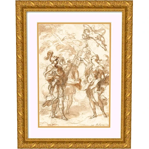 ArtDirect Antonio Balestra 14x18 Gold Ornate Frame and Double Matted Museum Art Print Titled: Venus as a Huntress Appearing to Aeneas and Achates (1713)