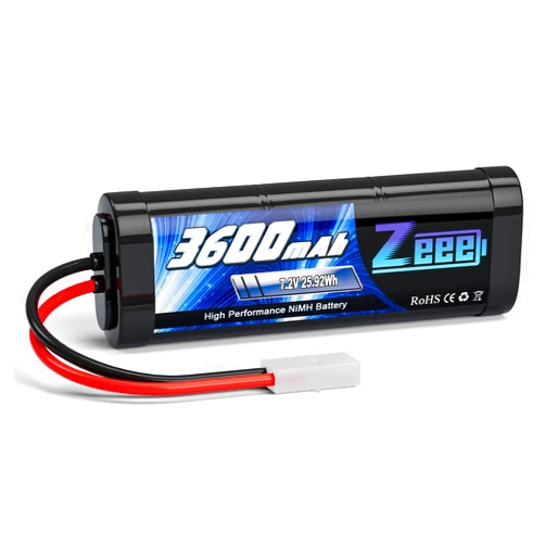 Zeee 7.2V NiMH Battery 3600mAh RC Battery High Power with Tamiya Connector for RC Car RC Truck Associated HPI Losi Kyosho Racing Hobby