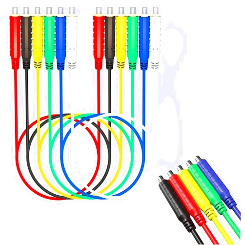 Kjcbkcb Magnetic Test Leads, 6Pcs Silicone Soft Flexible Magnetic Jumper Wires, 30V AC/5A 20AWG Professional Low Voltage Magnetic Jumper, Professional Jumper Cables for Thermostats, Sensors(1 Set)
