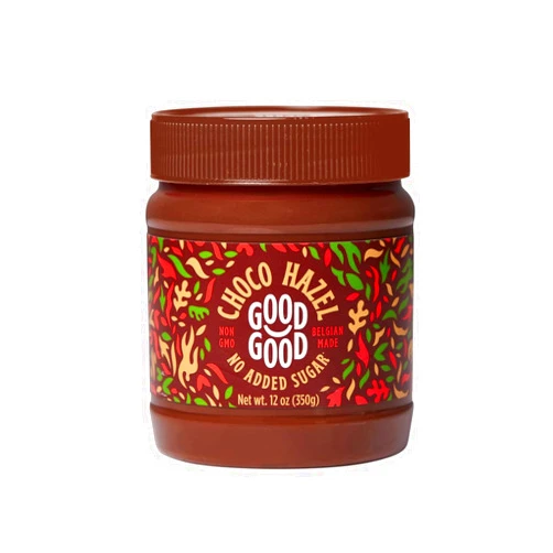 GOOD GOOD No Added Sugar Belgian Choco Hazel Spread - Chocolate Spread with Natural Sweeteners - Gluten Free - Vegetarian Friendly - 12oz / 350g (Pack of 1)