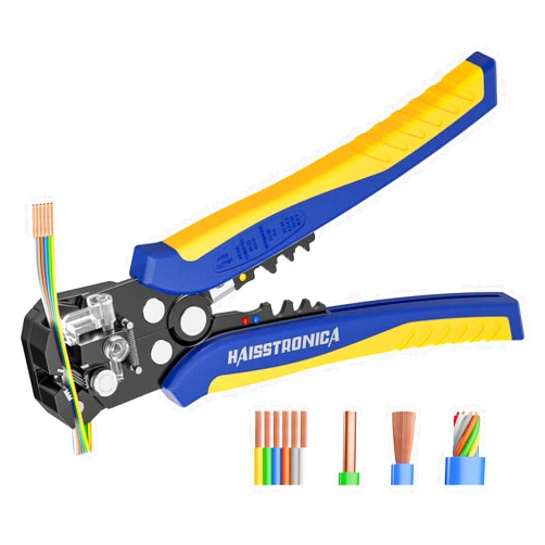 haisstronica Self-Adjusting Wire Stripper, 3 in 1 Stripper/Cutter/Crimping Heavy Duty Automatic Electrical Wire Strippers for 10-24 AWG