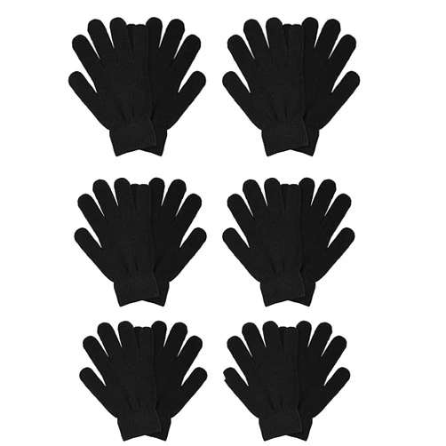 COLEDRE 6 Pairs Winter Magic Gloves for Women Men Teens Cold Weather Thermal Warm Stretchy Gloves Mittens Black Knit Gloves for Running Driving Hiking