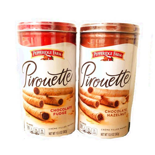 KJG's Treasure Chest Pepperidge Farm Pirouette Crème Filled Wafers Variety Pack - Chocolate Fudge and Chocolate Hazelnut (27 oz. Total) (2 Pack)