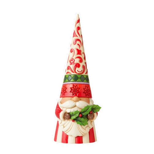 Enesco Jim Shore Heartwood Creek Tall Gnome Holding Holly Figurine, 10.83 Inch, Multicolor