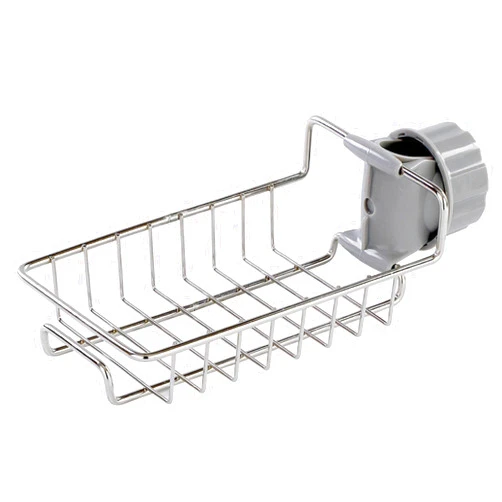 VTGCLT Household Kitchen Sink Faucet Shelf Stainless Steel Drainage Rack Single Layer rag Sanitary Ware Storage Rack Argent