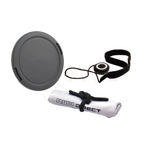 Digital Nc Lens Cap Side Pinch (37mm) + Lens Cap Holder + Nw Direct Microfiber Cleaning Cloth for Olympus Pen E-PL6
