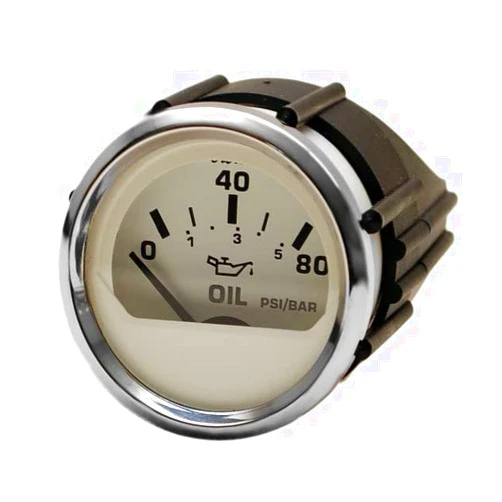 Generic Faria Boat Oil Pressure Gauge GPC625B | 2 Inch Euro SS White