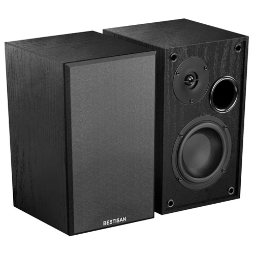 BESTISAN Bookshelf Speakers, BESTISAN Powered Bookshelf Speakers, Bluetooth 5.0 Bookshelf Speakers with Bass Adjustable, 4 Inch Speakers for TV/Computer/Phone/Record Player/Turntable, Speaker with Sub Out Port