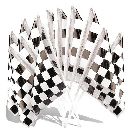 Fun Express Black & White Checkered Plastic Flags - 6