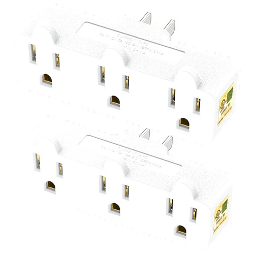 Cable Matters [UL Listed] Cable Matters 2-Pack Spaced 3 Outlet Grounded Outlet Extender Wall Tap