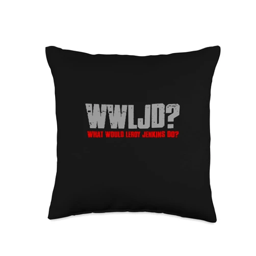 Visit The Leroy Jenkins Apparel WWLJD WHAT WOULD LEROY JENKINS DO? Throw Pillow
