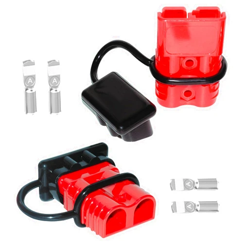 BFXM Anderson Connector 2 Pcs, 50 Amp 12-36v Batteries Quick Connect/Disconnect Plug Kit, Connectors for 6 to 12 Gauge Cables, for Car Bike ATV Winches Lifts Motors More,SB50 Red