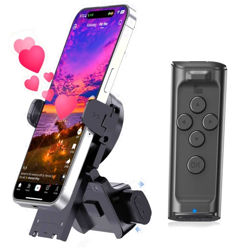 MILOUZ Remote Control Scrolling for Tiktok with Phone Stand,Page Turner for Kindle App E-Book,Bluetooth Camera Shutter Remote for iPhone, Android,iOS,iPad,Tablet (Black)