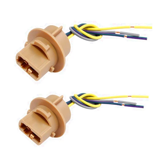 HUIQIAODS 7443 Sockets Female Adapter Wire Connector for Turn Signal/Reverse/Brake Light Bulbs Socket (Pack of 2)
