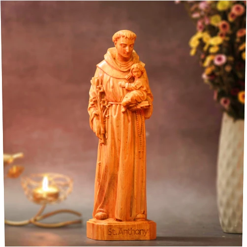 SutiCraftShop St. Anthony Wooden Statue Religious Gifts Saint Anthony statue Religious Catholic Statue Religious Christian Decor Handmade Home Decor
