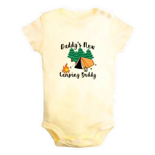 iDzn Daddy's New Camping Buddy Funny Rompers, Newborn Baby Bodysuits, Infant Jumpsuits, Kids Short Clothes, Novelty Outfits