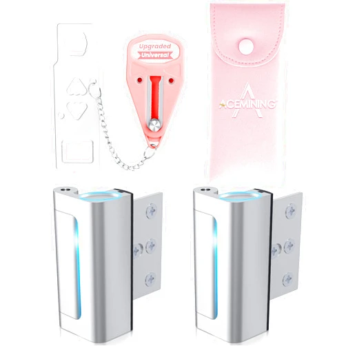 AceMining Pink Portable Door Lock & Door Reinforcement Lock