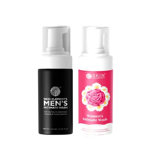 Skin Elements Men's & Women's Intimate Wash Bundle | pH Balanced Foaming Hygiene Wash | Prevents Itching, Irritation & Bad Odor | Pack of 2, 4.05 fl Oz each
