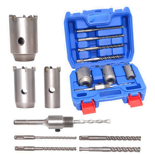 DEHUIWI 8Pcs Concrete Hole Saw Kit, 2 Inch Masonry Hole Saws for Cement, SDS Plus Corning Bits, Tungsten Steel Wall Hole Opening Hammer Drill Bits 30 40 50MM
