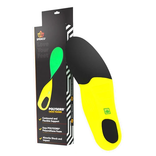 Spenco Polysorb Cross Trainer Athletic Cushioning Arch Support Shoe Insoles, Green, Women's 11-12.5/Men's 10-11.5