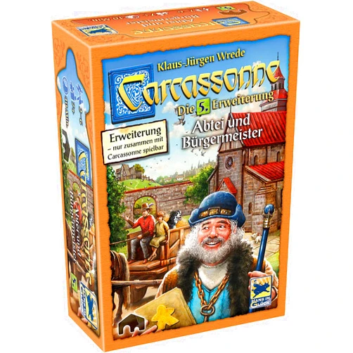 Hans im Glück Asmodee | | Carcassonne - Abbey and Mayor | 5th Expansion | Family Game | Board Game | 2-6 Players | from 7+ Years | 40+ Minutes | German Language