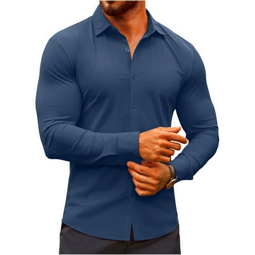 COOFANDY Men's Muscle Fit Dress Shirts Stretch Wrinkle-Free Long Sleeve Casual Button Down Shirts