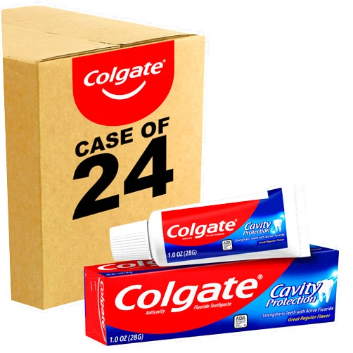 Colgate Cavity Protection Toothpaste with Fluoride, Great Regular Flavor, 1 Ounce (Pack of 24)