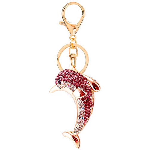 Hyning Cute Dolphin Sparkling Charm Blingbling Keychain Crystal Rhinestone Pendant (Purple)