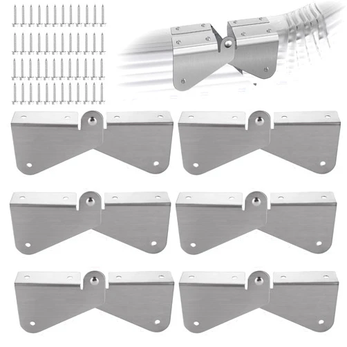 YAYODS 6 Pcs Gutter Downspout Hinge Zip Hinge Gutter Downspout Extension Flip-Up Hinge with Screws, Easy DIY Installation on Any Size Rectangle or Square Downspout, Silver