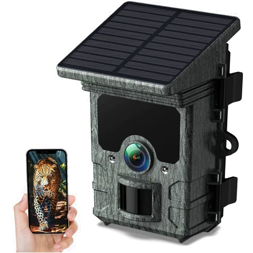 VOOPEAK Solar Trail Camera 4K 30fps - WiFi Bluetooth 46MP,Wildlife Cameras with Night Vision IP66 Waterproof,Game Camera 120 Degree Detection Angle Motion Sensor for Hunting