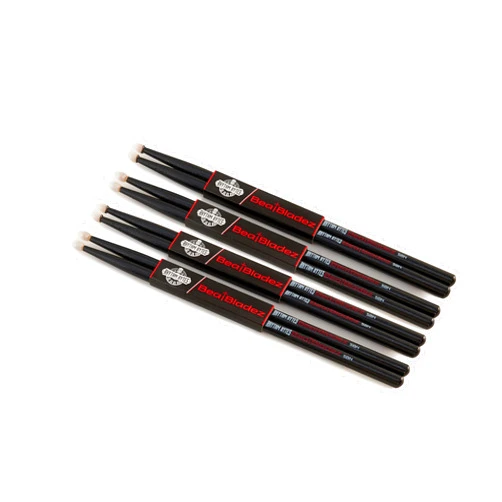 Rhythm Bytes Drum sticks (4 Pairs) | 5BN Drum Sticks | Nylon tip for Brighter, Defined Sound, Oak Drumsticks, Black, Drumsticks for electronic drums and acoustic, 4-Pack, Beat Bladez series