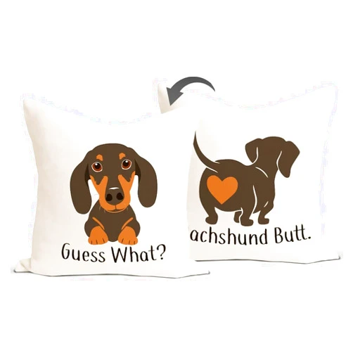 Rusenbao Dachshund Dog Decorative Throw Pillow Covers 18×18, Dachshund Gifts for Women, Wiener Dog Gifts, Dachshund Christmas Decor Pillows Covers for Bed Home Couch