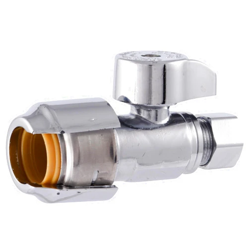 SharkBite Max 1/2 x 3/8 Inch Compression Straight Stop Valve, Quarter Turn, Push to Connect Brass Plumbing Fitting, PEX Pipe, Copper, CPVC, PE-RT, HDPE, UR23037
