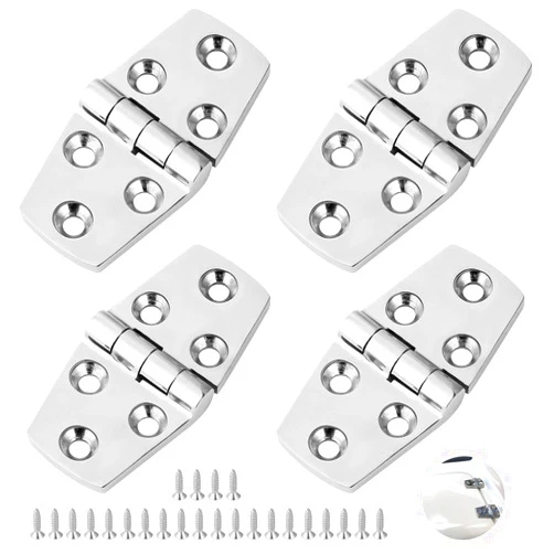 Yeesport 4 Pcs Boat Hatch Hinges, 3×1.5in 316 Stainless Steel Flush Door Hinges with Screws, Marine Grade Heavy Duty Hinges, Mirror Polished Hinges for Boats, Yachts, Doors, Windows, Cabinets