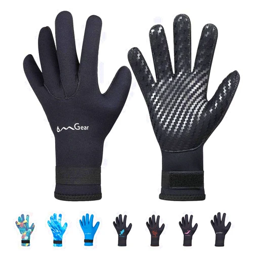 OMGear Neoprene Gloves Diving Wetsuit Gloves 3mm Flexible Thermal with Adjustable Waist Strap for Snorkeling Scuba Diving Surfing Kayaking Rafting Spearfishing Sailing