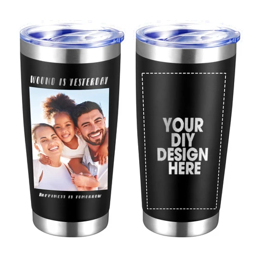 SMLIXE Personalized Tumbler 20oz Custom Stainless Steel Coffee Cups W/Lid & Straw Double Wall Insulated Tumbler Gift W/Text Logo