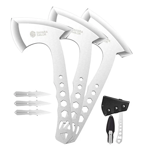 Sahara Sailor Throwing Axes, 3 Pack 10inch Throwing Axes and Tomahawks Set, with Bottle Openers, a Wrench and Nylon Sheath for Competiton and Recreation