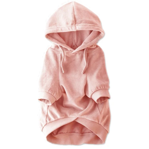 Pet passion Organic Cotton Velour Dog Hoodie Pet Coat for Small, Medium and Large Dogs, Pink, Large