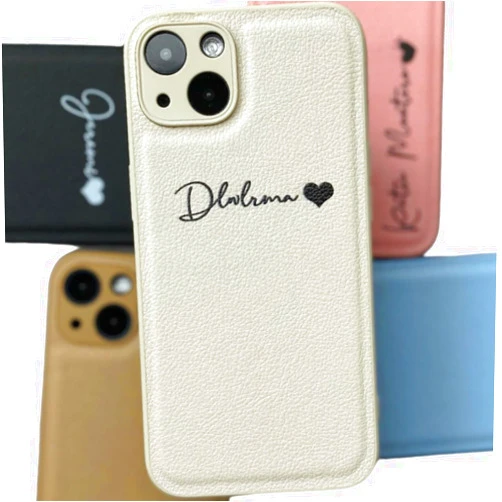 Handmade Custom Name Case for iPhone - Personalized Leather Phone Case for 15, 14, 13, 12, 11, XR, XS, X, Pro, Max, SE, Mini - Custom Print, Initials, Monogram, Friends, Family, Love, Unique Gift idea