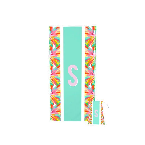 Mary Square Monogram S Colorful Floral 62 x 31 Polyester Blend Quick Dry Beach Towel
