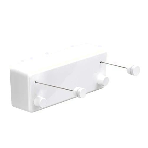 BESy Retractable Clothesline ABS case+Aluminum Dryer with Adjustable Stainless Steel Double Rope String Hotel Style Heavy Duty,Wall Mounted Method, 13.8 Feets,White