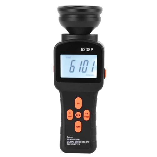 Walfront 6238P Portable Large LCD Display Handheld Stroboscope Tachometer 64000 RPM Flash Tachometer Revolution Meter with Bos and Manual