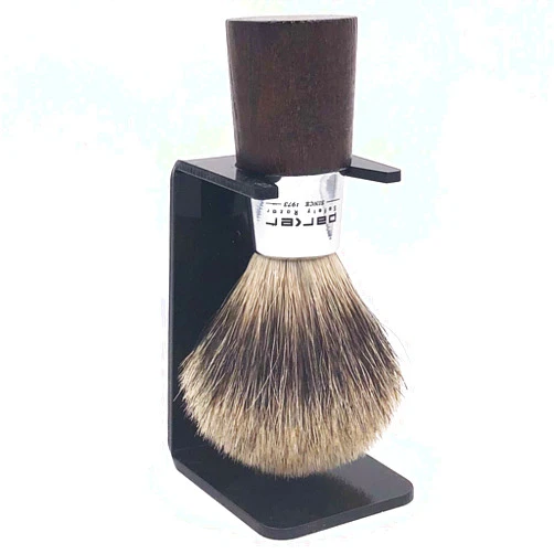 Parker Safety Razor Parker 100% 3-Band Pure Badger Bristle Walnut and Chrome Handle Handmade Shaving Brush - Brush Stand Included