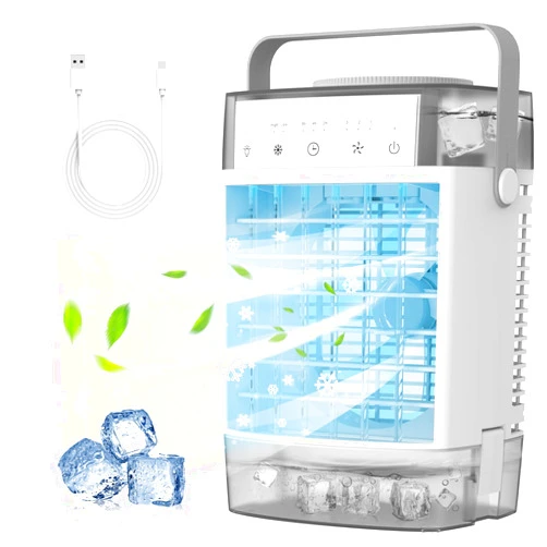 Habseli Portable Air Conditioners, 4-IN-1 Portable AC Unit, 1600ml Dual Tank Evaporative Air Cooler, 7 Color Lights Personal Mini Air Conditioner, Small Portable Cooling Fan for Room Office