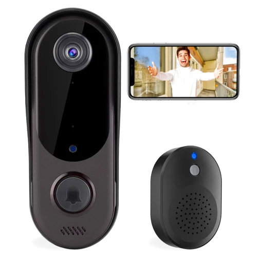Taishixing Smart 2.4G WiFi Remote Video Doorbell Camera, Intelligent Visual Doorbell Camera Home Intercom HD Wireless Rechargeable Security Door Doorbell Camera,Two-Way Audio, Photo, with Chime