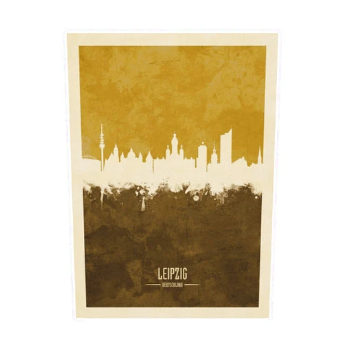 Trademark Fine Art Leipzig Germany Skyline Brown by Michael Tompsett, 14x19