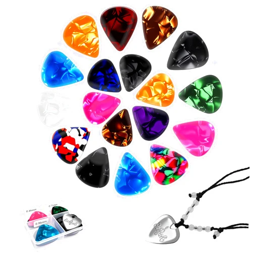 Aitoper 21 Packs Guitar Picks, 0.46 0.71 0.96 mm, Celluloid Plectrums for Electric Acoustic Guitars Bass Ukulele, Guitar Gift for Men Women Players