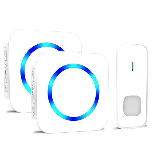 SURFOU Doorbell, Wireless Doorbell Battery Operated Push Button 2 Plug-in Receivers Waterproof Door Bell with 1300ft Range 55 Ringtones 5 Adjustable Volume Levels LED Flash Doorbells for Home Classroom