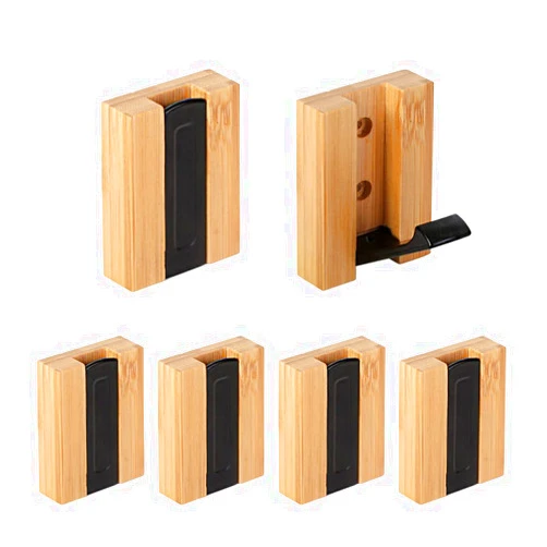 JSVER Wooden Wall Hooks Wall Mounted Wall Hooks, Single Organizer Hook Rack, Folding Wood Wall Hangers, Wall Coat Rack Hooks for Hanging Clothes, Hats, Bags, Towels, Keys (6PCS/Set)