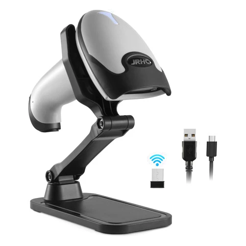 JRHC Barcode Scanner with Stand, JRHC Wireless 1D Laser Bar Code Scaners 2.4G Wireless & USB Wired Connection Plug and Play Handheld Bar Code Reader